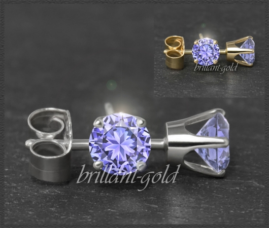 Ohrstecker 585 Gold Tansanit blau/violett 4,5,6,7mm